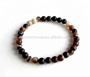 Oem Hot Bán Botswana sọc mã não đá quý tự nhiên hạt nhỏ 6 mét Bohemian Phật Giáo Stretchable Vòng đeo tay cho Đảng Quà Tặng - Product Image 4