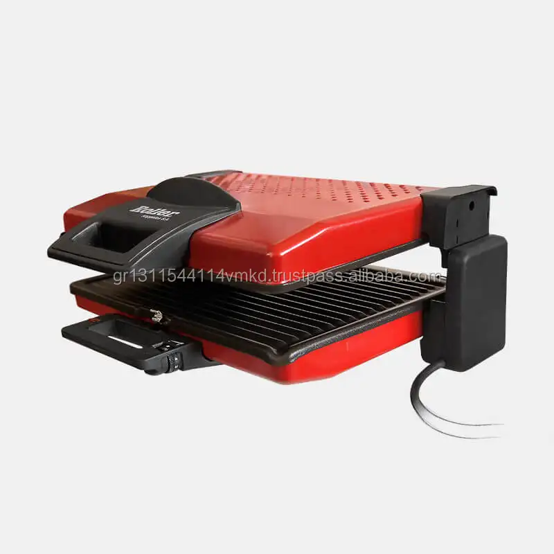 Inox Electric Contact Grill Toaster 1800w Rote Farbe XL - Sandwich Press Griddle Grill