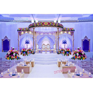 Espectacular Decoración de Mandap para Bodas Hindúes, Glamorosos Mandaps de Madera para Bodas Indias, Suministros para Decoración de Bodas, Decoración para Eventos en EE. UU. - Product Image 1