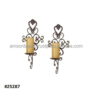 Iron Wire Metal Double <b>Wall</b> Sconce Set <b>Candle</b> <b>Holder</b> - Product Image 3