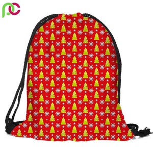 ใหม่มาถึงโปรโมชั่นคริสมาสต์ Drawstring ถุงผ้าฝ้ายพิมพ์ผ้าใบกระเป๋าที่มีการปรับแต่งโลโก้ - Product Image 3
