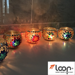 Support de bougie en verre mosaïque traditionnel fait à la main de haute qualité 10CM Marque Loop pour la décoration de la maison - Product Image 2