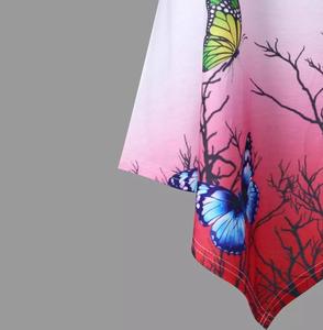 เสื้อยืดเอวลอยผ้าคอตตอนสำหรับผู้หญิง,เสื้อยืดใส่ออกกำลังกายพิมพ์ลายผีเสื้อเสื้อครอปคอลเลกชันจากบังกลาเทศ - Product Image 4