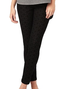 Pantalon en denim floqué pour femmes, pantalon floqué noir - Product Image 4