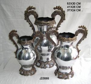 Florero de aluminio fundido con mango Estilo de dos tonos en pulido de espejo y acabado de latón antiguo Vajilla Jarrón Decoración para el hogar - Product Image 4