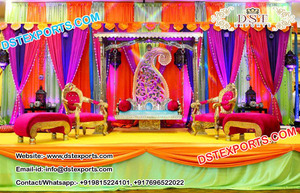 Arabian Muslim Mehandi Ceremony <b>Set</b> up Designer Wedding Mehandi Stage <b>Decoration</b> Royal Wedding Pakistani Sangeet Stages Malaysia - Product Image 3