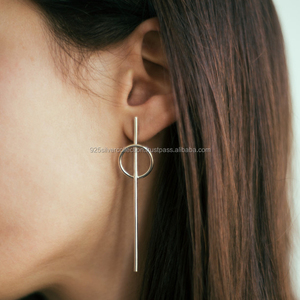 Pendientes largos de Plata de Ley 925 con forma de T en forma de T, joyería minimalista, para mujeres - Product Image 1