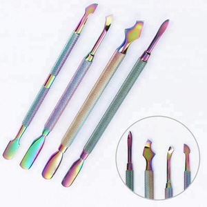 Haute qualité arc-en-ciel multicolore solide en acier inoxydable manucure outils d'art des ongles dissolvant de peau morte et poussoir de cuticules - Product Image 5