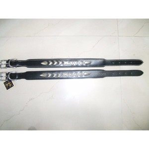 Vente en gros de colliers de chien en cuir pour animaux de compagnie avec boucle de chaîne en métal, matériel en alliage véritable, double anneau en D, 3 meilleurs pour moyen et grand - Product Image 4