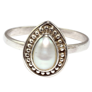 Perles blanches modernes en forme de poire, bagues en argent Sterling 925, pierres précieuses, bijoux en argent Sterling 925, vente en gros - Product Image 2