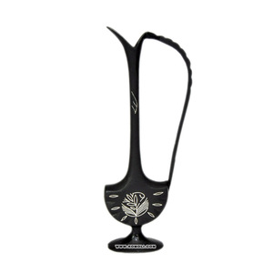 Florero de estilo antiguo de alta calidad, jarrón de flor individual de metal negro grabado de plata, diseño hecho a mano, precio al por mayor - Product Image 3