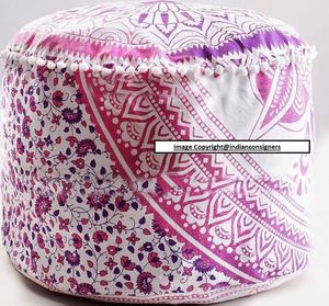 22-Inch Ombre Mandala <strong>Floral</strong> Ottoman <strong>Chair</strong> Seat <strong>Cover</strong> Cotton Printed Soft Home Decor Multiple Indian-inspired Colors for Woven