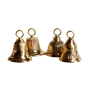 Brass Gold Jingle <b>Bells</b> Set, Fluted Design Decorative Craft <b>Bells</b>, Artisan Metal <b>Bell</b> Set for Decor - Product Image 2