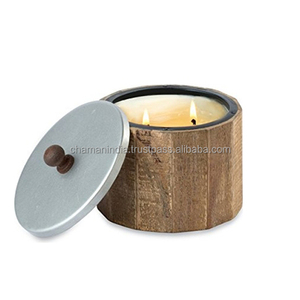 Tarro de vela de Metal de madera - Product Image 1