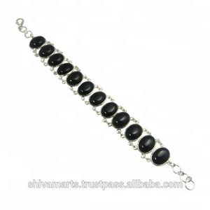 คุณภาพสูง925ทึบสเตอร์ลิงเงินโอนิกซ์สร้อยข้อมือสีดำวินเทจโรเดียมชุบของขวัญสุดหรูสำหรับเธอสำหรับปาร์ตี้ - Product Image 2