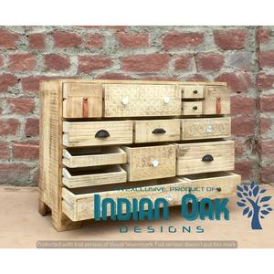Wholesale Price High Quality Rustic Furniture <b>Retro</b> Industrial Furniture Carved Chest of Drawers Mango Wood Drawer Chest - Product Image 4