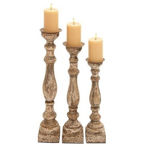 Wooden Antique Design Candle Holder <b>Set</b> of 3 Gold Color Design Decoration Best Quality Standard Candle Holder Lighting Supplies - Product Image 1