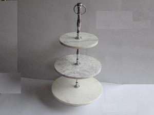 Support à gâteau rond à trois étages en pierre, avec poignée en Aluminium, finition polie, décor de fête et mariage - Product Image 4