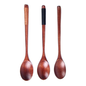 Ensemble de cuillères en bois à Long manche 3 pièces couverts de mariage pour Restaurant hôtel ensemble de couverts en bois - Product Image 1