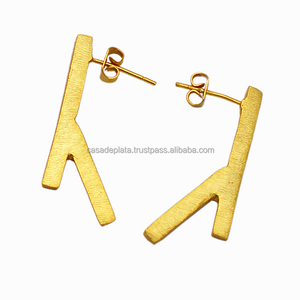 Boucles d'oreilles ethniques à la mode en argent sterling 925 plaqué or pour mariage anniversaire fiançailles cadeau artisanal - Product Image 2