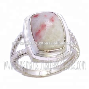Bague en pierres précieuses de cinabre naturel Bijoux en argent sterling 925 massif Bagues en vermeil d'éternité Fabricant de bijoux faits à la main - Product Image 2