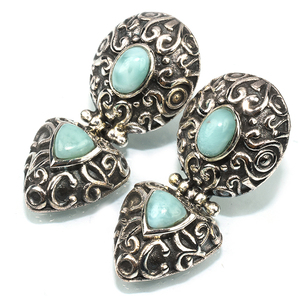 Winsome-pendientes de plata de ley 925 con forma de triángulo, joyería de plata con forma de Larimar - Product Image 1