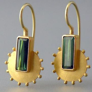 Pendientes colgantes chapados en oro con piedras preciosas redondas de último diseño para mujer, joyería de boda a la moda - Product Image 2