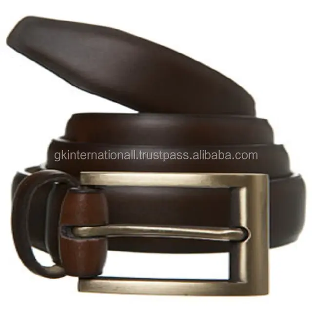 Factory price Formal Leather belt high quality business men's stylish formal leather belt with solid single pin brass buckle