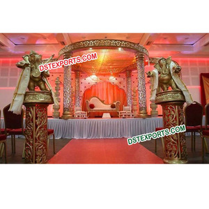 Ensemble de Mandap de mariage doré sculpté, Mandap de mariage indien, Mandap en fibre, Washington Belgique - Product Image 1