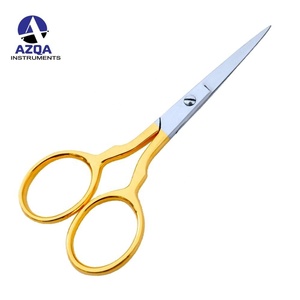 Tijeras de bordado medio doradas con mango de diseño de acero inoxidable Herramienta de corte de borde dentado y liso para papel y tela - Product Image 2