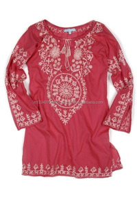 เดรสใส่เดินชายหาดทรงหลวมสไตล์เม็กซิโกของผู้หญิง,เสื้อคลุมอาบน้ำบิกินี่คอวีปักลายแบบลำลองไซส์ใหญ่พิเศษ - Product Image 2