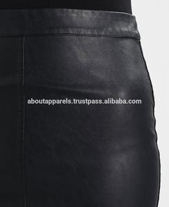 กระโปรงยาวสีดำแฟชั่นใหม่กระโปรงอัดพลีทหนังแกะแท้ระบายอากาศได้ดีหนังแกะหนังแท้กระโปรงช่อ - Product Image 4