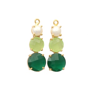 Esmeralda, Prehnite Multi gema arete par componentes Single Bail Finding Connector - Product Image 1