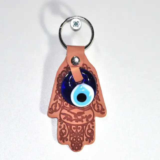 Porte-clés personnalisé en cuir, 1 pièce, cadeaux cabochons personnalisés, personnalisés, ankara, cadeau mauvais œil bleu, amulette