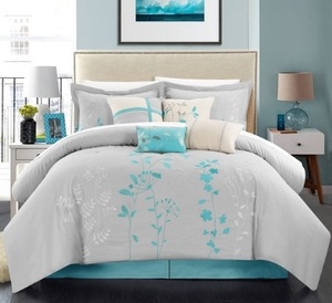 ขนาดเต็มร้านเสริมสวยแผ่นแบน/บ้านจักรยานต้นไม้ปักชุดเครื่องนอนสีขาว - Product Image 1