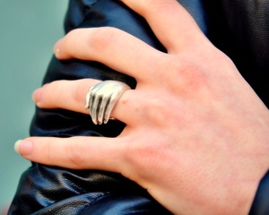 Bague d'éternité de Bohème en argent plaqué or rose Tai Main de Fatima Hamsa - Product Image 6