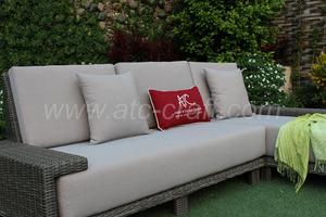 Grand canapé en rotin et Poly résine, ensemble de luxe Design de haute qualité, avec lit de jour pour le jardin extérieur ou le salon, meubles en osier - Product Image 2