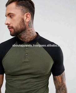 Polos de uniformes ajustados personalizados a granel para hombres 100% algodón al por mayor, polos transpirables raglán de contraste para hombres de Venta caliente - Product Image 3