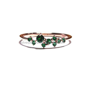 Solid 14K Yellow Gold Classic Genuine Zambia <b>Emerald</b> Gemstone Stacking Engagement <b>Ring</b> for Wedding & Party - Product Image 3