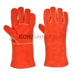 ถุงมือเชื่อมหนังวัวแท้คุณภาพพรีเมียม ขนาด 14 นิ้ว ป้องกันความร้อน กันลื่น เหมาะสำหรับงานเชื่อม TIG/MIG - Product Image 1