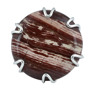 Anillo de Boda Clásico con Bisel de Plata de Ley 925 y Gema de Jaspe Redonda para Mujer, Regalo para Fiesta - Product Image 1