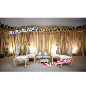 Chaises de mariage Paisley Mandap Chaises de mariage de dernière conception Ensemble de chaises de mariage royal SofaUSA - Product Image 1