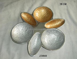 Plateau en fonte d'aluminium à six compartiments de haute qualité bol de service moderne avec émail en or argent métal artisanat prix de gros - Product Image 2