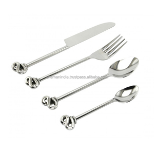 Juego de cubiertos de acero inoxidable con doble nudo, 4 piezas - Product Image 1