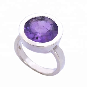 Wholesale Purple Amethyst <b>Ring</b> Solid 925 Sterling Silver Luxury <b>Indian</b> Fashion Handmade Fine Jewelry Eternity Vermeil <b>Rings</b> - Product Image 1