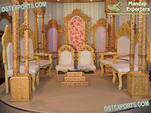 Sillas Vedi de boda de oro blanco de diseñador, conjunto de sillas de decoración para Ceremonia de boda india, último Mandap, asientos para novio - Product Image 3