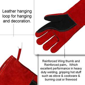 Gants de soudage en cuir à manchette longue pour hommes et femmes Gants de protection des mains en cuir de vachette résistants à l'eau de haute qualité - Product Image 5