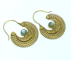 ต่างหูห่วงทองเหลืองสไตล์โบฮีเมียนแนวศาสนามาใหม่2018ประดับเพชรลาบราดอไรต์และเครื่องประดับมุกสไตล์โบโฮ - Product Image 2