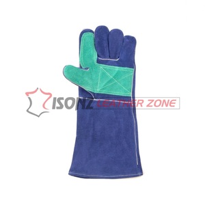 Guantes de soldadura de piel de vaca azul con doble palma para soldadores de acero, anti-corte, anti-deslizamiento, anti-impacto, anti-calor para soldadura. - Product Image 5