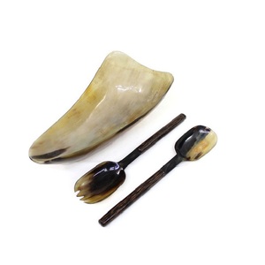 Cuenco de cuerno de búhos con bocina, 2 cucharas de alta calidad para uso en helados, tazón de servicio de cuerno Natural para el hogar y restaurante - Product Image 2